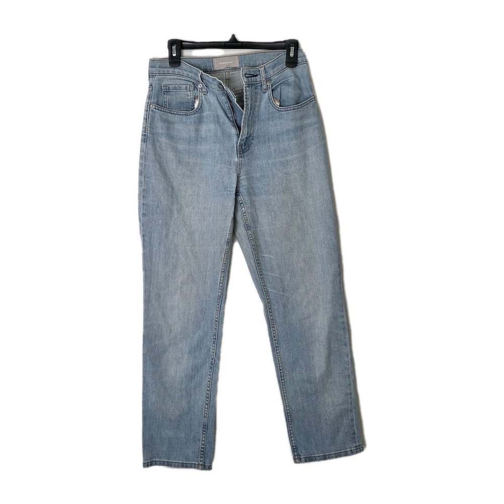Everlane Women's Regular Fit High Rise Straight Jeans Light Wash Blue Size 28/28
